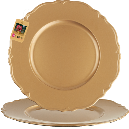 VEN8571 Unterteller, goldener Teller, Festtag, Hochzeit, Geschirr, 33 x 33 x 2 cm