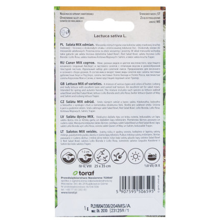 W6595 SALATMISCHUNG SORTEN SALATSAMEN KNACKIGE BUTTERMISCHUNG 1G