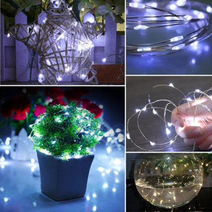 TG63173-1 LICHTER DRAHT TROPFEN 10 LED WEISS KALT BATTERIEN