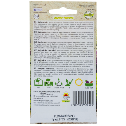 Z3018 MAJORAN KRÄUTERSAMEN AROMATISCHE BEILAGE 1G