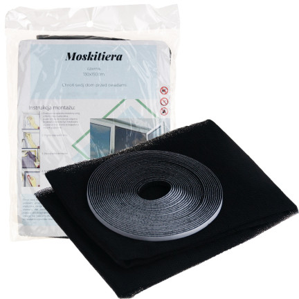 ZZ80 Moskitonetz für Fenster 130x150 + schwarzes Moskitoschutzmittel